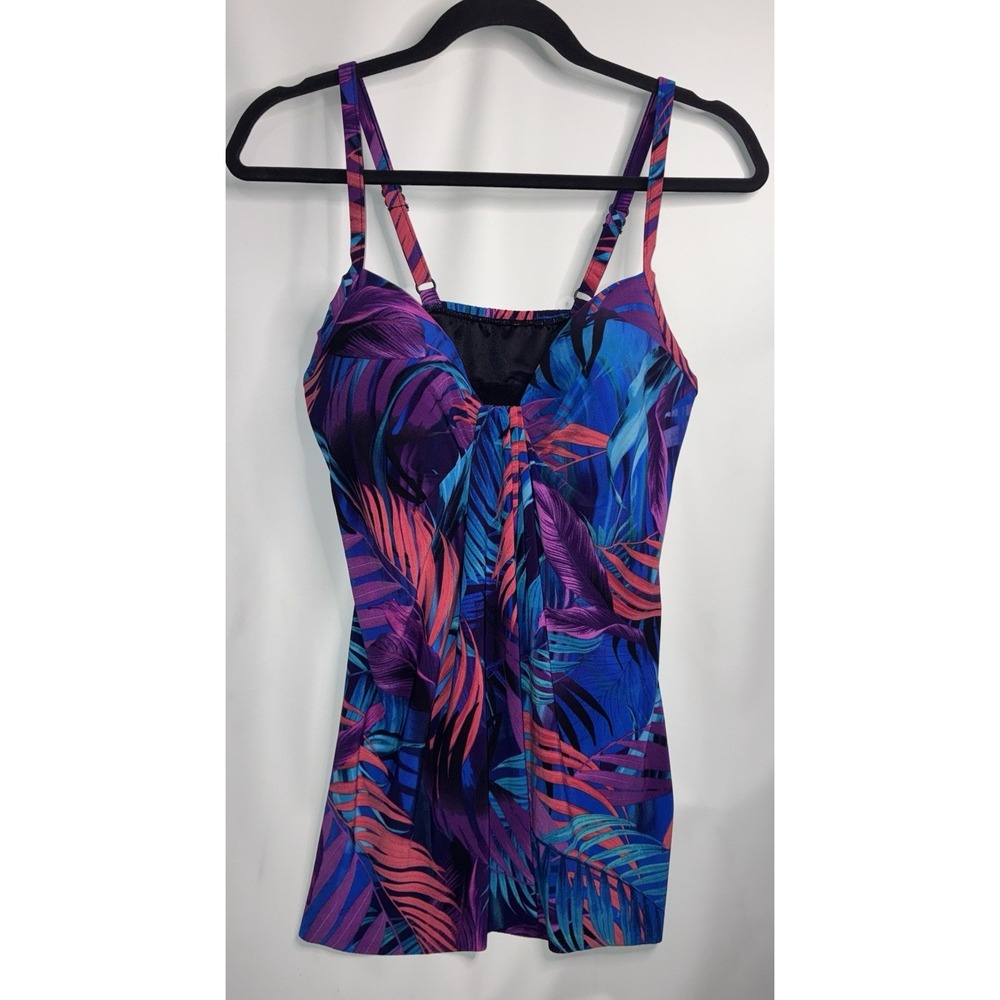 MIRACLESUIT Tankini TOP Only SZ 10 Tropical MARINA Swim Sweetheart Blue Purple